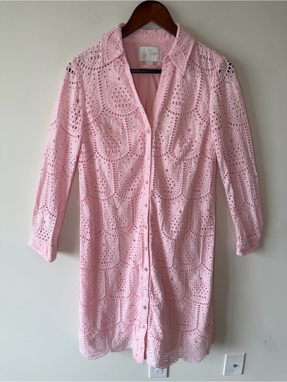Lilly Pulitzer EIRA MIDI SHIRTDRESS, PINK MUSE PINEAPPLE TILE EYELET